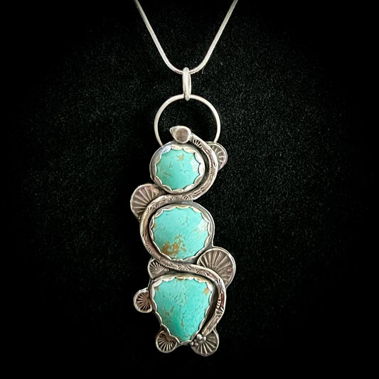SERPENT Necklace- Kingman Turquoise 925 Sterling Silver