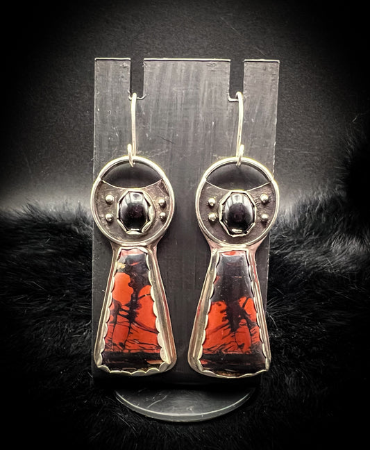 Beautiful Brecciated Jasper Sterling Silver Dangle Earrings