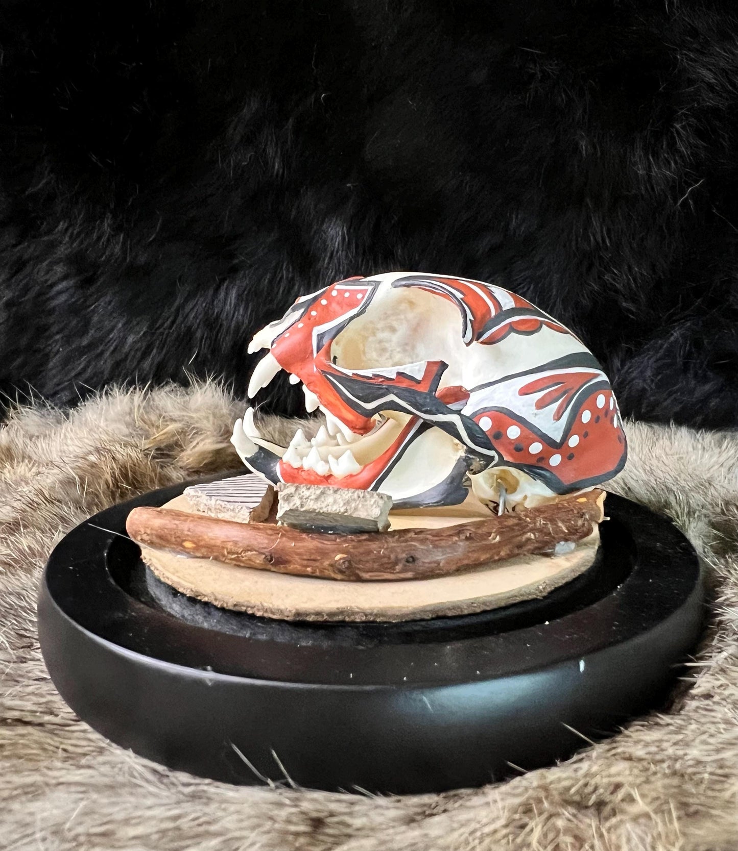Diné / Navajo Hand Painted Bobcat Skull / Authentic Native American Art