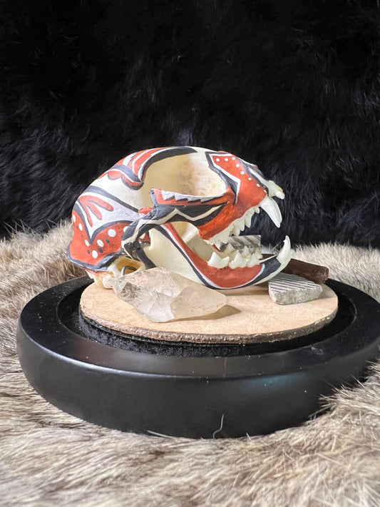 Diné / Navajo Hand Painted Bobcat Skull / Authentic Native American Art
