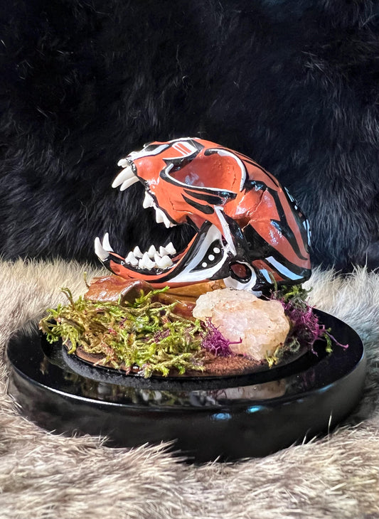 Diné / Navajo Hand Painted Bobcat Skull / Authentic Native American Art