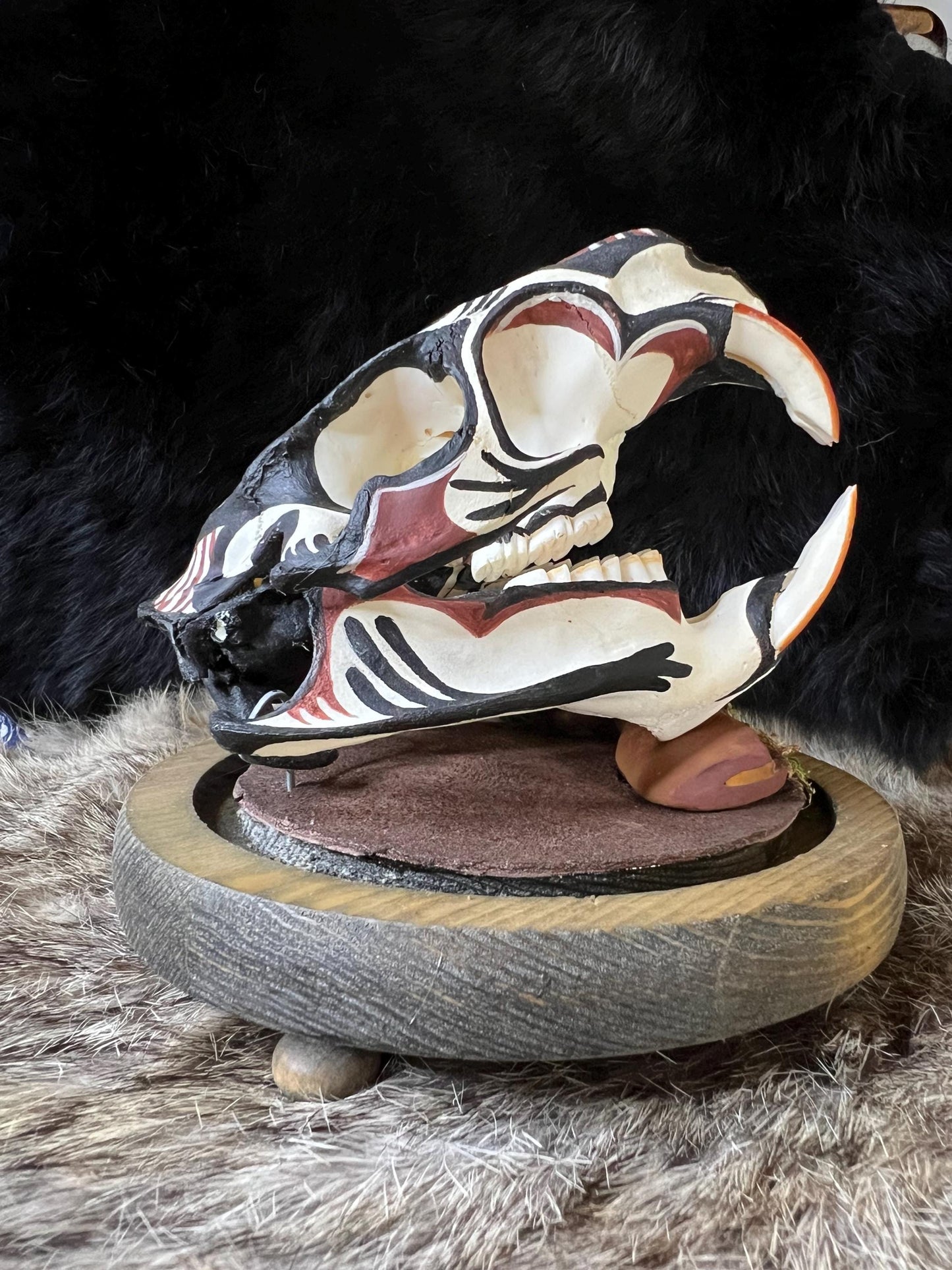 Diné (Navajo) Hand Painted Beaver Skull / Authentic Native American Art