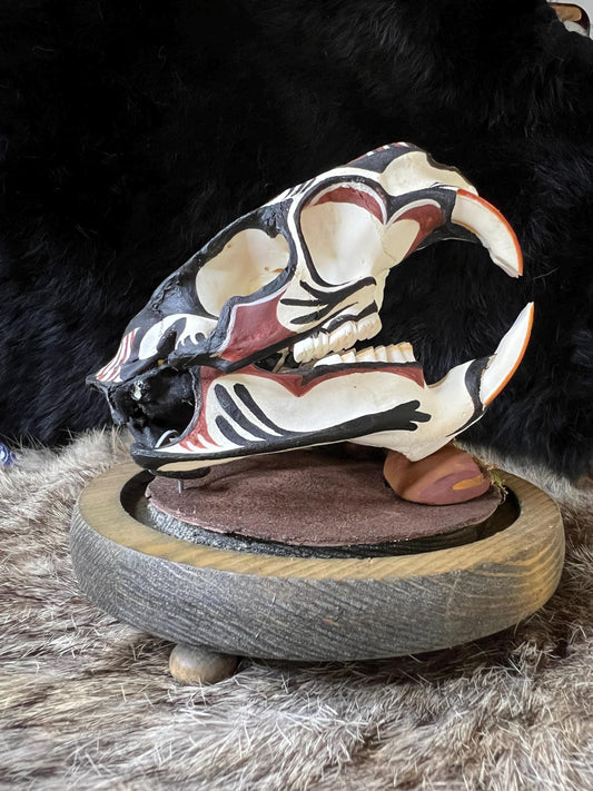 Diné (Navajo) Hand Painted Beaver Skull / Authentic Native American Art