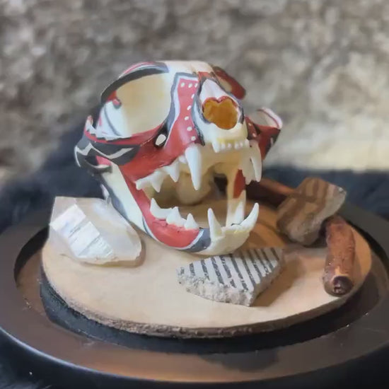 Diné / Navajo Hand Painted Bobcat Skull / Authentic Native American Art
