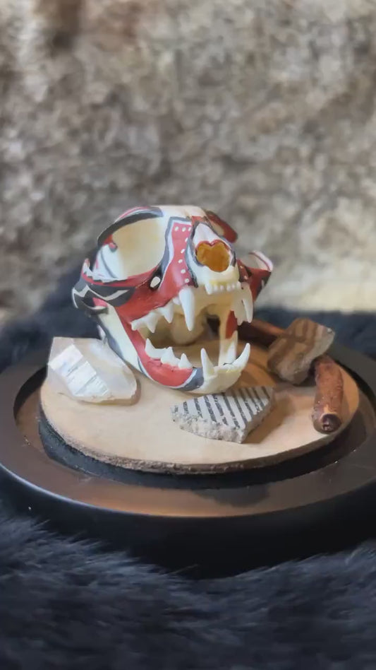 Diné / Navajo Hand Painted Bobcat Skull / Authentic Native American Art